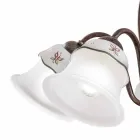 Llambadar me 3 ose 5 drita në hekur, qeramikë të lyer me dorë dhe qelq - Ferrara Viadurini