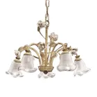 Llambadar 5 dritash në xham hekuri dhe rërë me trëndafila qeramike - Siena Viadurini