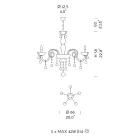 Llambadar 5 dritash në venecian xhami dhe metal klasik - stil fiorentin Viadurini