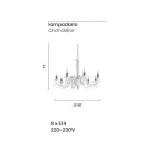 Llambadar klasik me 8 drita, qelqi dhe kristali i punuar me dorë italiane - Malajzi Viadurini