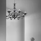 Llambadar 8 dritash në Venecia Xham dhe Metal Prodhuar në Itali - Foscarino Viadurini