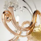 Llambadar 8 dritash në xhami të fryrë dhe kristal luksoz klasik - Cassea Viadurini