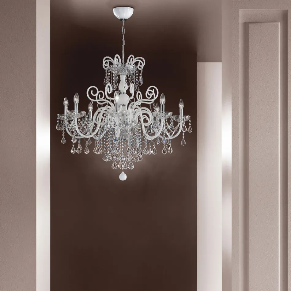 Llambadar 8 dritash në qelq venecian Prodhuar në Itali Classic - Firentine Viadurini