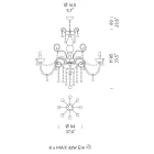 Llambadar 8 dritash në qelq venecian Prodhuar në Itali Classic - Firentine Viadurini