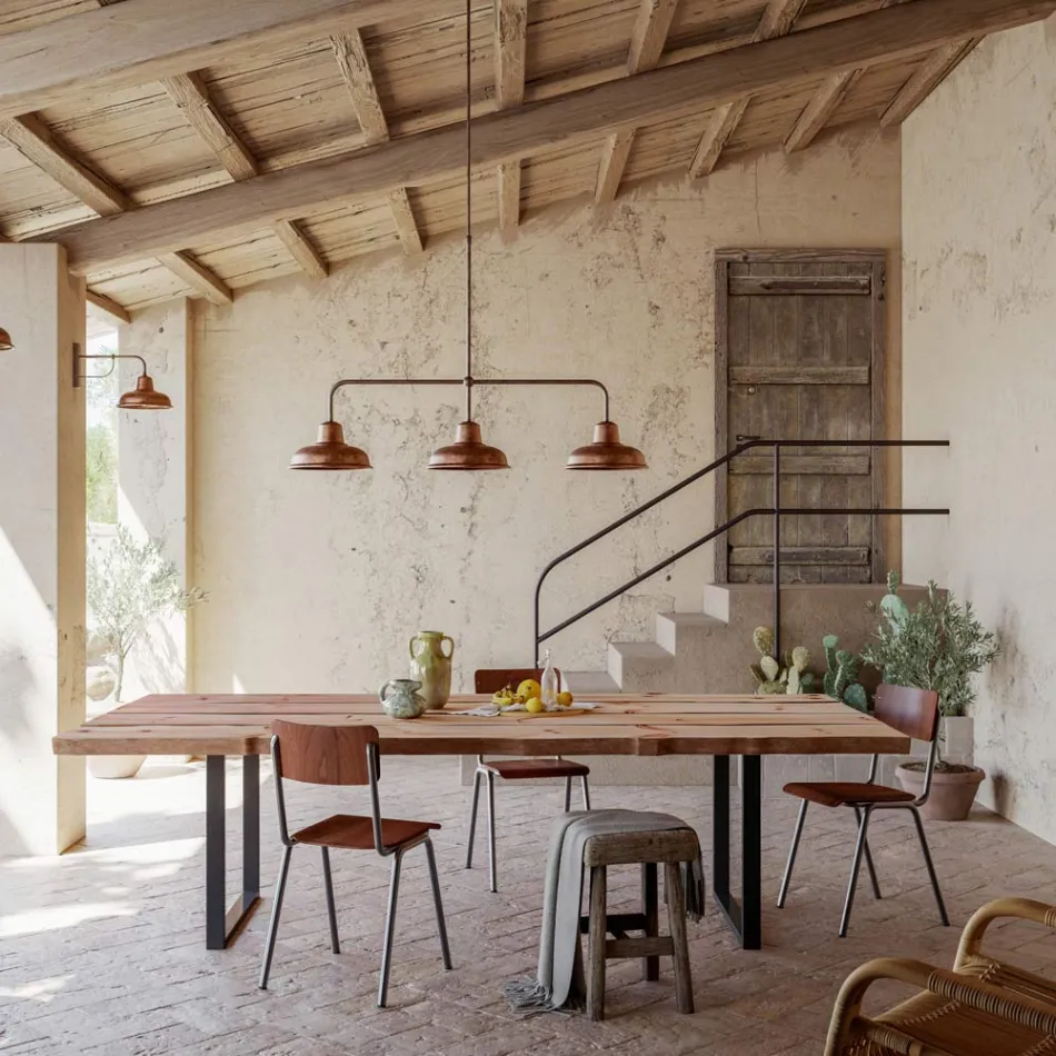 Llambadar me bakër dhe tunxh të lehtë Style 3 Vintage - Contrada nga Il Fanale Viadurini