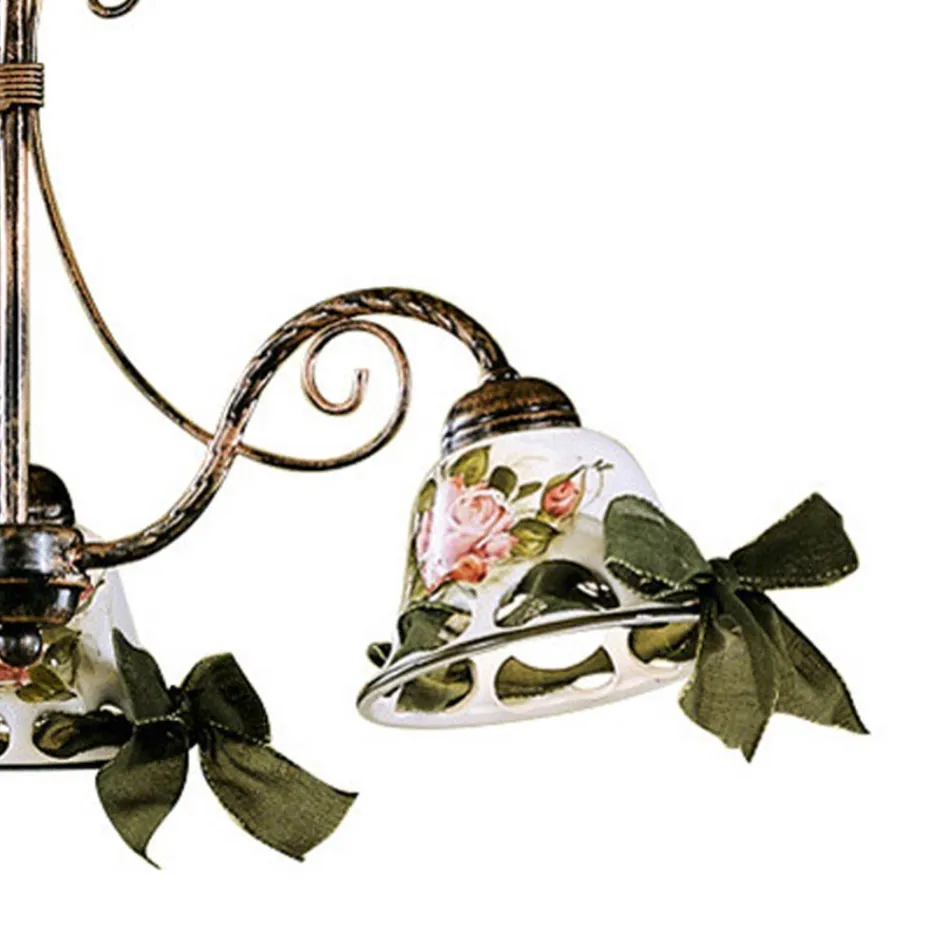 Llambadar Qeramike 3 ose 5 Drita e punuar me dore me Passanastri - Napoli Viadurini