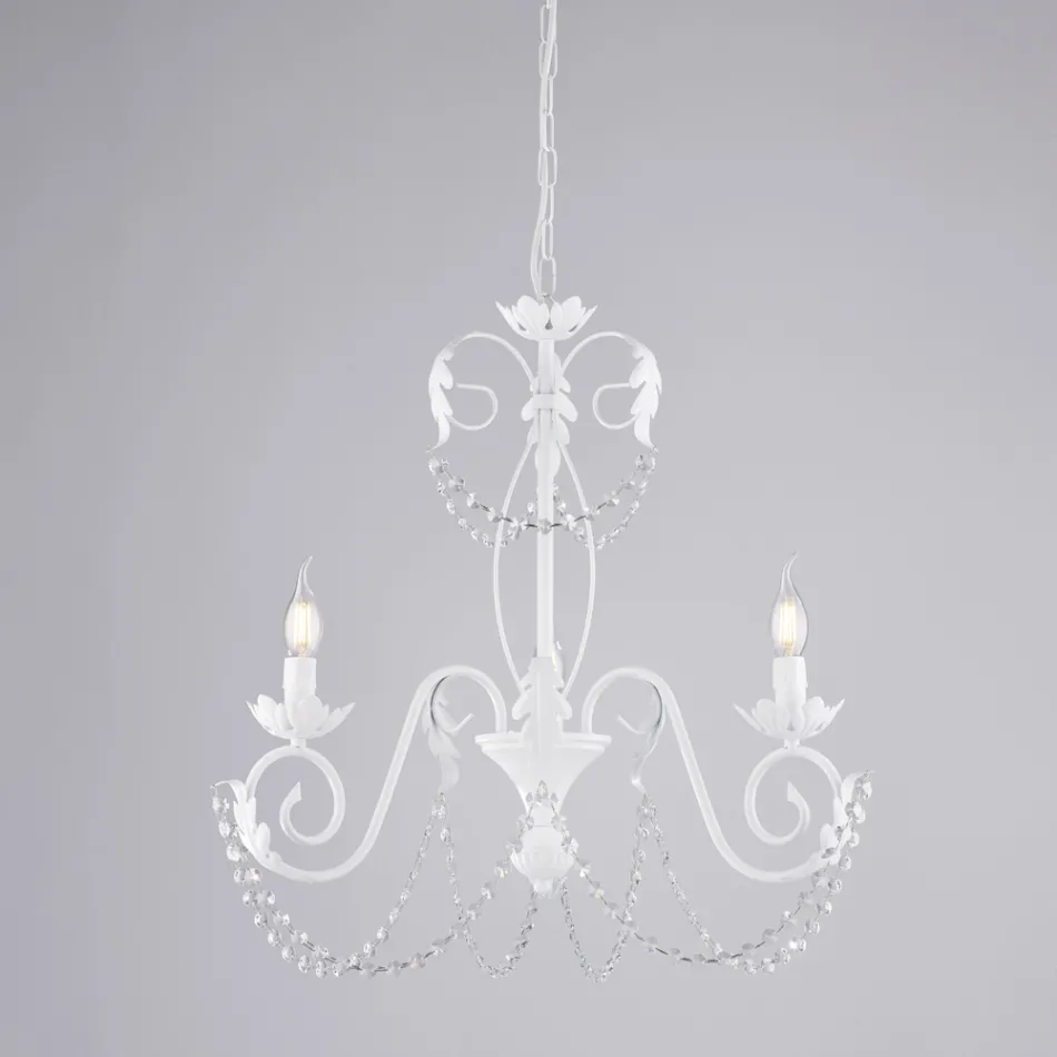 Llambadar me 5 drita në metal dhe kristal për ndriçim dramatik – Perla Viadurini