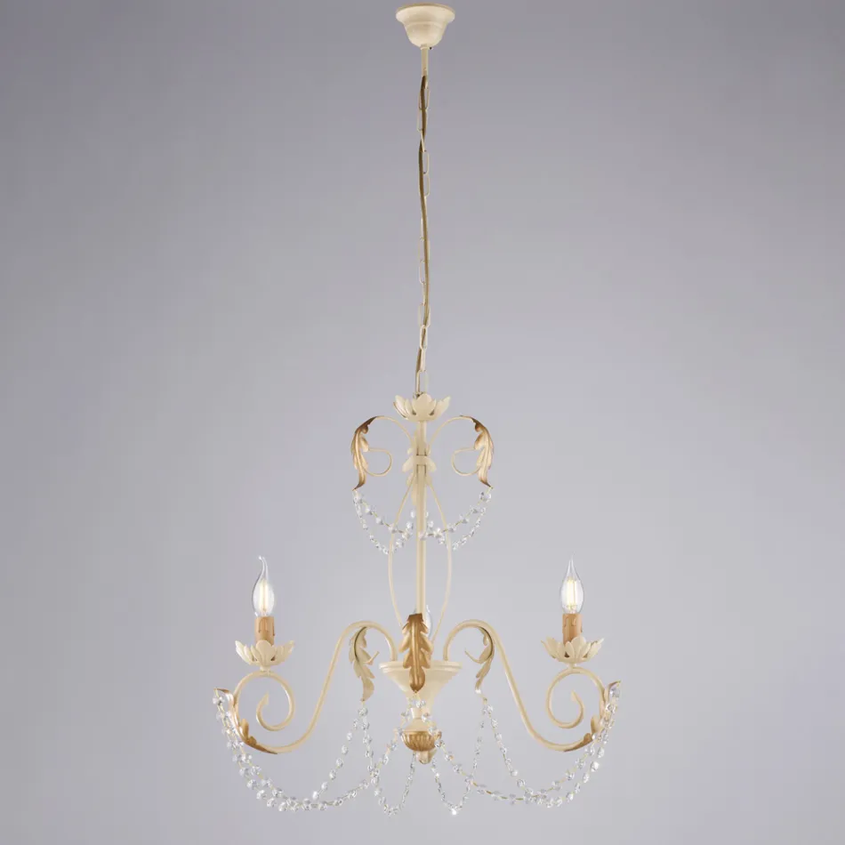 Llambadar me 5 drita në metal dhe kristal për ndriçim dramatik – Perla Viadurini