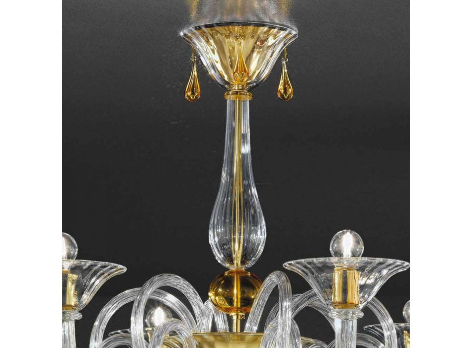 6 Llambadar qelqi venecian i punuar me dritë, prodhuar në Itali - Margherita Viadurini
