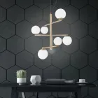 Llambadar 6 dritash ne metal te lyer me difuzer xhami - Lido Viadurini