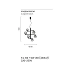 Llambadar 6 dritash ne metal te lyer me difuzer xhami - Lido Viadurini