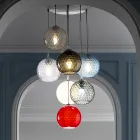 7 Lights Chandelier në Hand Blown Venice Glass - Bubbles Balloton Viadurini