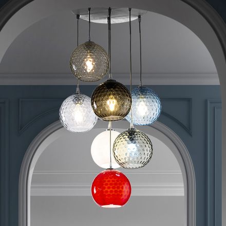 7 Lights Chandelier në Hand Blown Venice Glass - Bubbles Balloton Viadurini