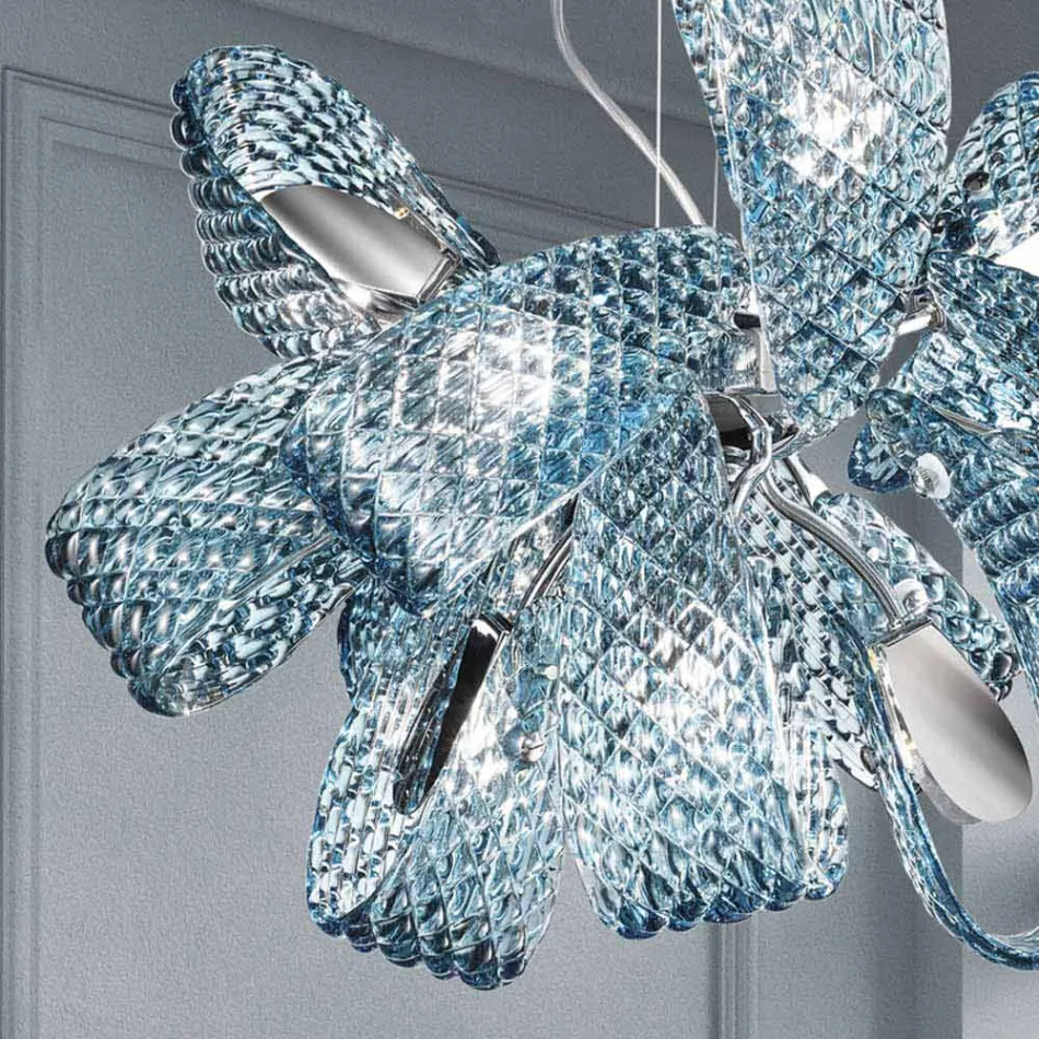 9 Llambadar qelqi i lehtë nga Venediku, i punuar me dorë në Itali - Diamonique Viadurini