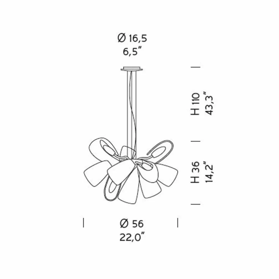 9 Llambadar qelqi i lehtë nga Venediku, i punuar me dorë në Itali - Diamonique Viadurini