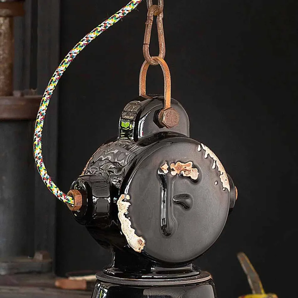 Llambadar zjarri qeramike dhe metalike Angela Ferroluce Viadurini