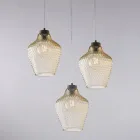 Dritë varëse metalike prej qelqi të zi Alnitak me 3 ndriçues Viadurini