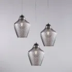 Dritë varëse metalike prej qelqi të zi Alnitak me 3 ndriçues Viadurini