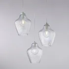 Dritë varëse metalike me 3 ndriçues Alnitak prej qelqi të zi Viadurini