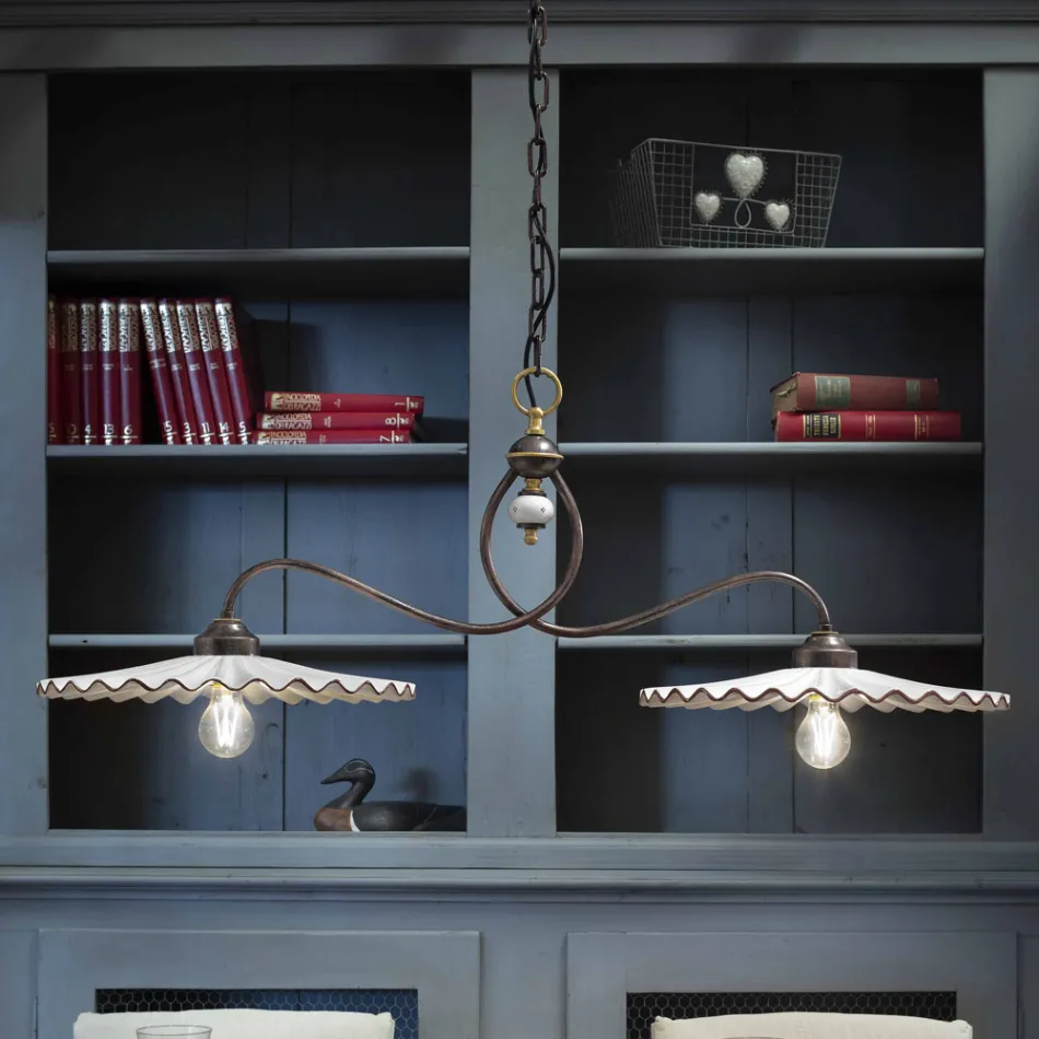 Llambë varëse qeramike varëse L'Aquila e bërë në Itali nga Ferroluce Viadurini