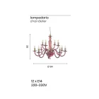 Llambadar klasik 12 drita në xham dhe metal italian të punuar me dorë - Oliver Viadurini