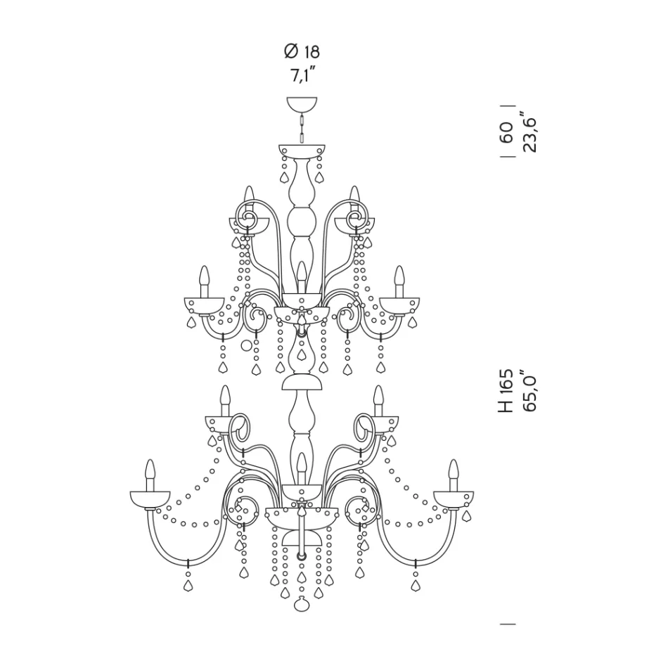 Llambadar klasik 36 Drita në Venecia Xham Prodhuar në Itali - Firence Viadurini