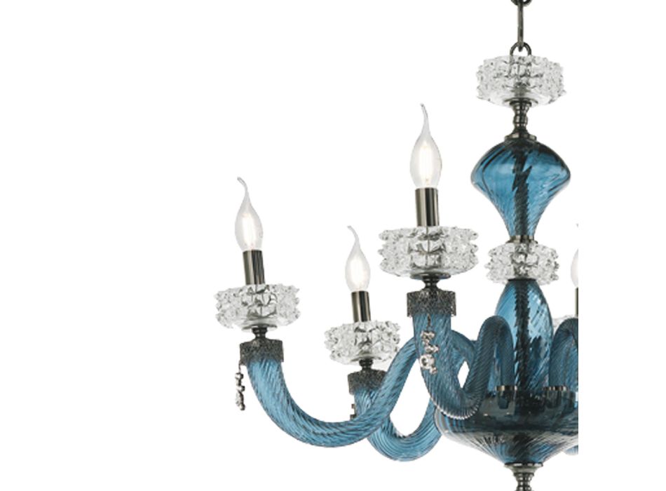Llambadar klasik 6 dritash në xham luksoz italian të punuar me dorë - kripur Viadurini