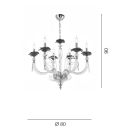 Llambadar klasik me 6 drita me xham Detaje me lule - Bluminda Viadurini