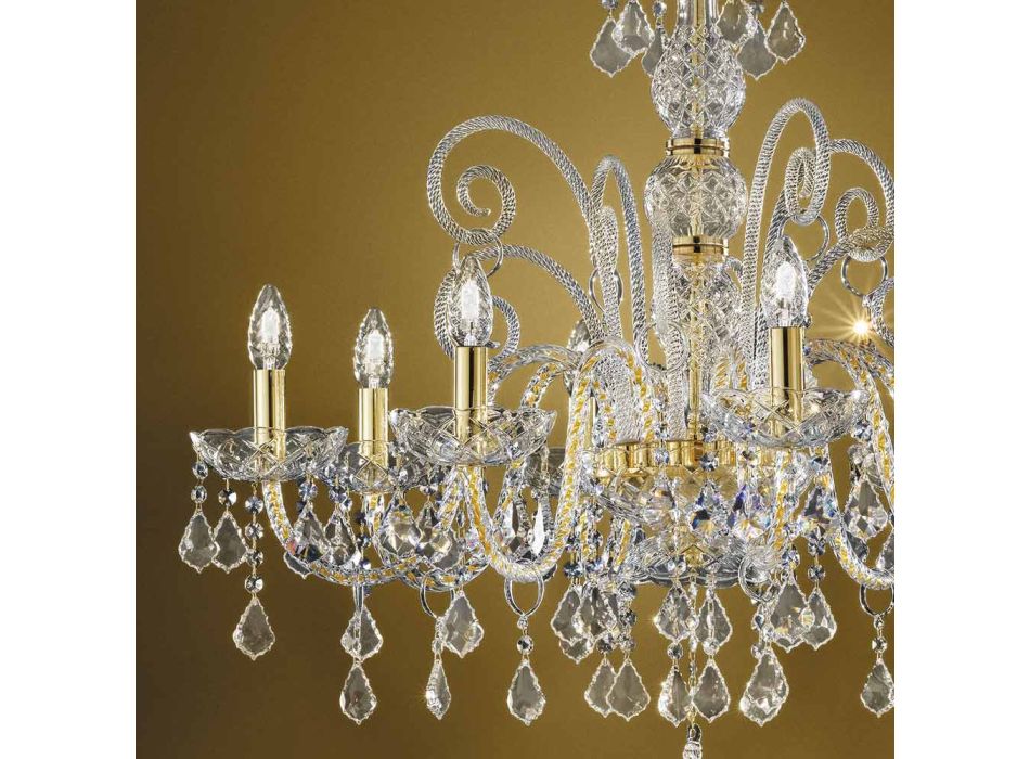 Klasik llambadar 8 dritat në qelq venecian Prodhuar në Itali - Firentine Viadurini