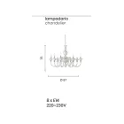 Luksoze italiane llambadar qelqi i punuar me dorë 8 drita - Mindful Viadurini