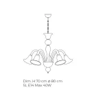 Llambadar klasik artizanal në xham të bardhë venecian të fryrë - Elsa Viadurini