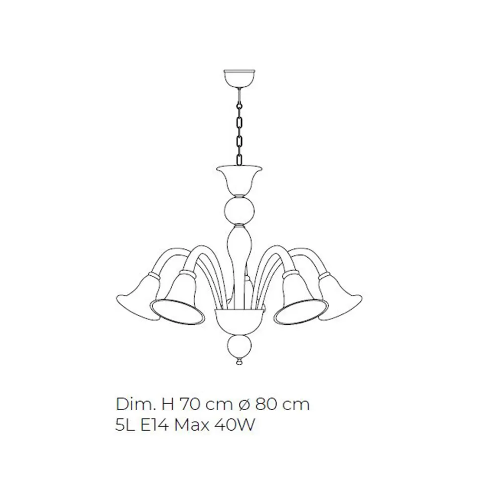 Llambadar klasik artizanal në xham të bardhë venecian të fryrë - Elsa Viadurini