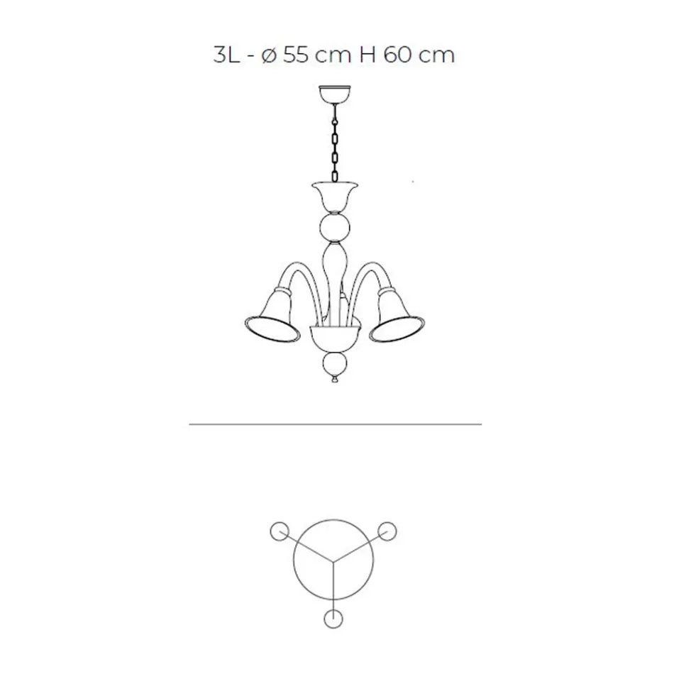 Llambadar klasik artizanal në xham të bardhë venecian të fryrë - Elsa Viadurini