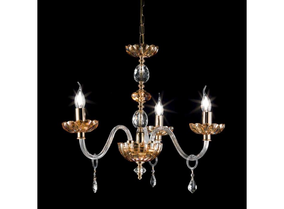 Llambadar klasik kristal me 3 drita Belle, i bërë në Itali Viadurini