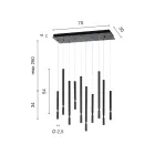 Llambadar me 10 drita LED në metal të lyer dhe kabllo të rregullueshme - larsh Viadurini