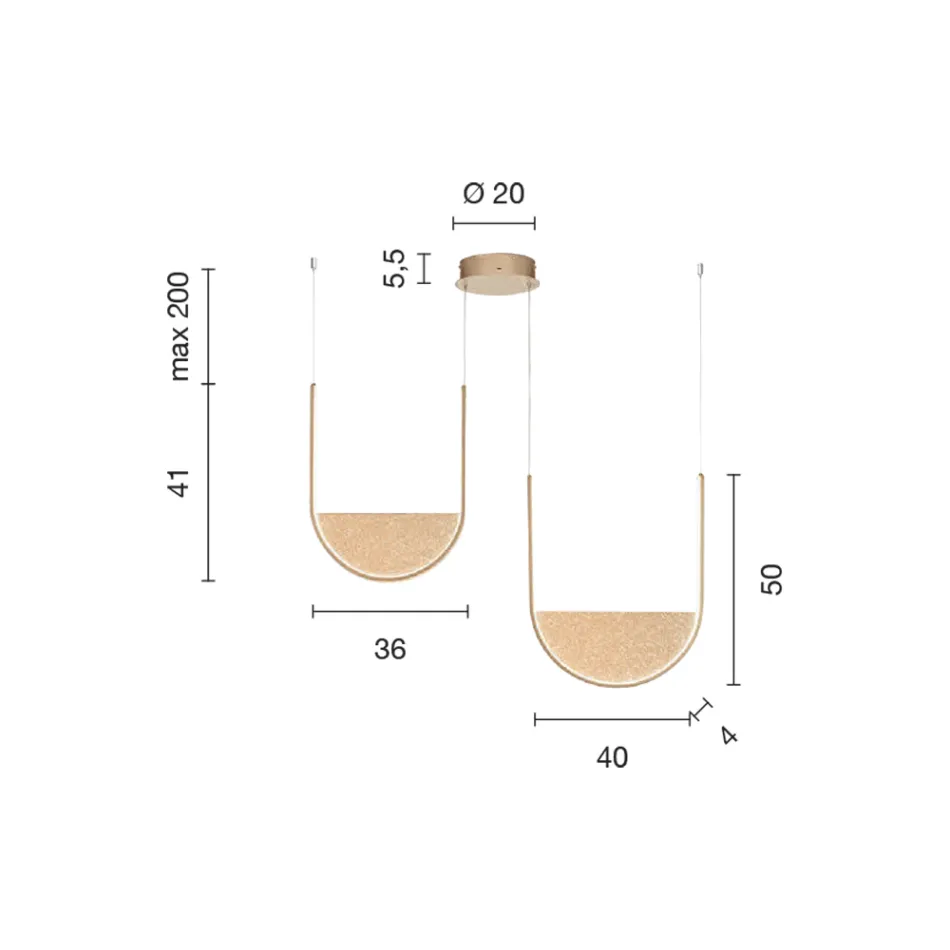 Llambadar me 2 LED me futje të lëvizshme në xhami të grimcuar - Catalpa Viadurini
