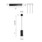Llambadar me 3 LED në alumin të veshur me pluhur dhe kabllo të rregullueshme - Buxus Viadurini