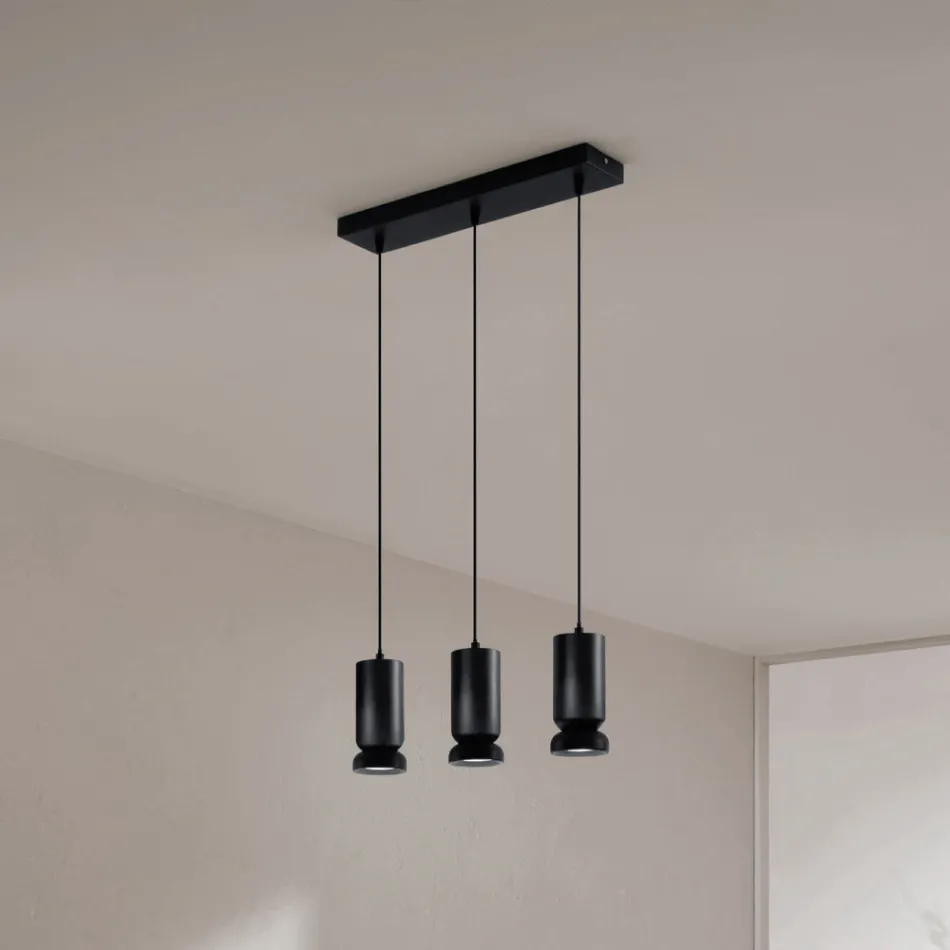 Llambadar me 3 LED në alumin të veshur me pluhur dhe kabllo të rregullueshme - Buxus Viadurini