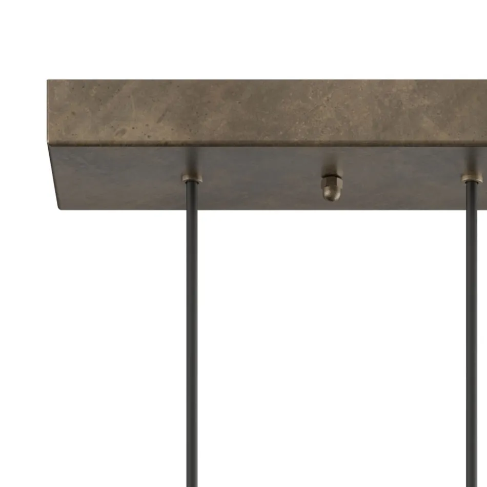 Llambadar me 5 drita në hekur dhe qelq Prodhuar në Itali - Me vranësira Viadurini