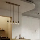 Llambadar me 5 drita në hekur dhe qelq Prodhuar në Itali - Me vranësira Viadurini