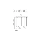 Llambadar me 5 drita në hekur dhe qelq Prodhuar në Itali - Me vranësira Viadurini