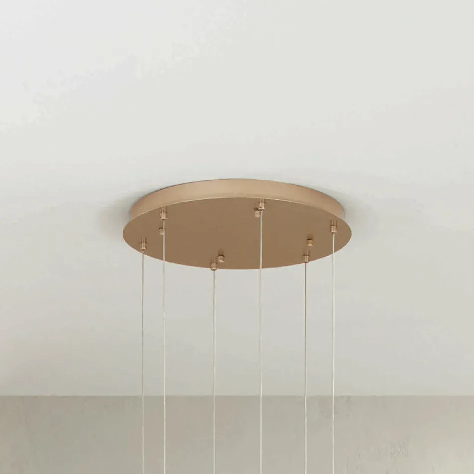 Llambadar me 6 LED dhe Baze te Rrumbullaket ne Metal te lyer me Ar - Shkoz Viadurini