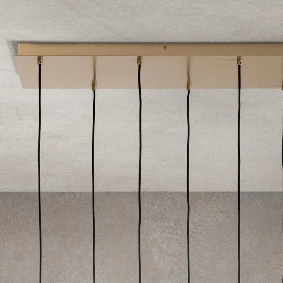 Llambadar me 6 drita në xham të fryrë në formën e një sfere Prodhuar në Itali - Prilla Viadurini