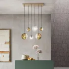 Llambadar me 6 drita në xham të fryrë në formën e një sfere Prodhuar në Itali - Prilla Viadurini