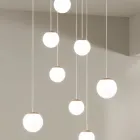 Llambadar me 8 LED i mbuluar me xham me ngjyra opsionale dhe me bazë metalike - ahu Viadurini