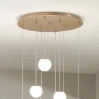 Llambadar me 8 LED i mbuluar me xham me ngjyra opsionale dhe me bazë metalike - ahu Viadurini