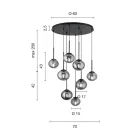 Llambadar me 8 LED në metal të lyer me ar dhe xham të fryrë - Ailanto Viadurini