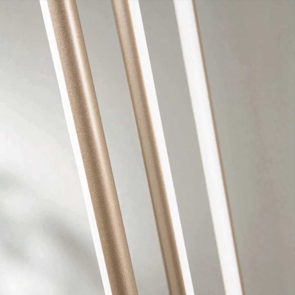 Llambadar me 8 drita LED në metal të lyer me ar dhe kabllo të rregullueshme - portokalli Viadurini