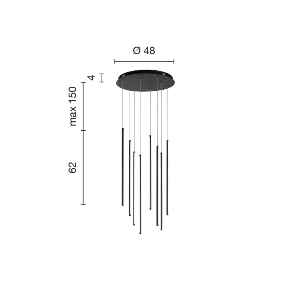 Llambadar me 8 drita LED në metal të lyer me ar dhe kabllo të rregullueshme - portokalli Viadurini