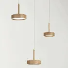 Llambadar me bazë të rrumbullakët në metal të lyer me ar dhe dritë LED - shkoza Viadurini